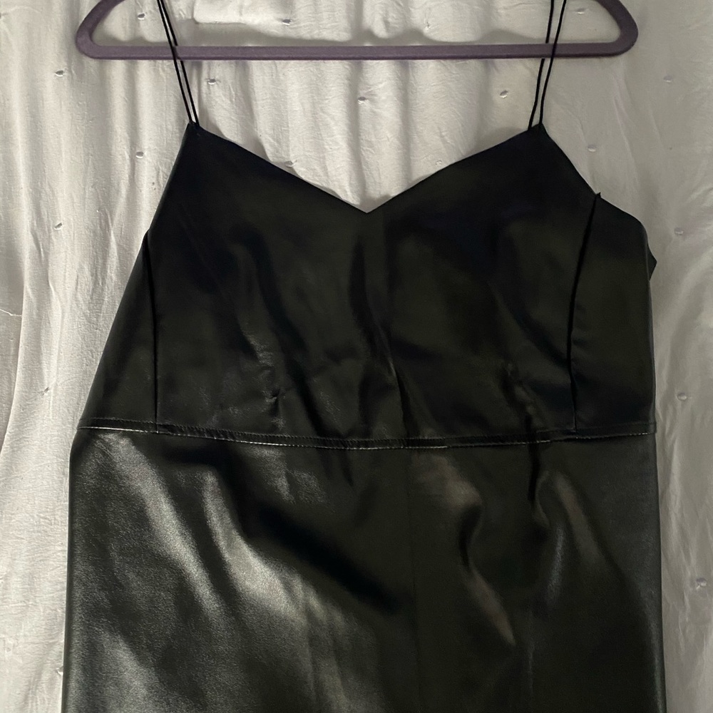 Black Faux Leather Cami Top